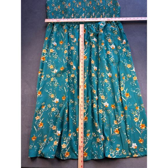 Bloomchic Maxi Dress Flutter Sleeve w/ Pockets- Teal Floral- Women's Size 22-24 - Picture 6 of 12